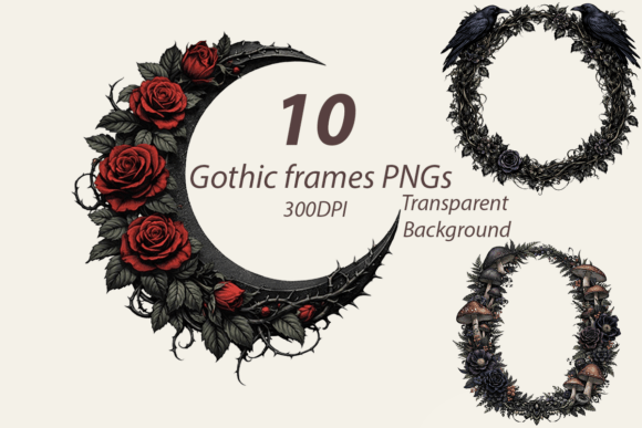 10 Gothic Frames PNGs for Dark Designs