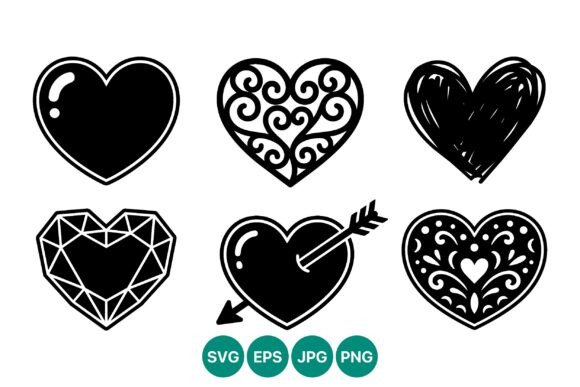 Black White Heart Icon Set Guide