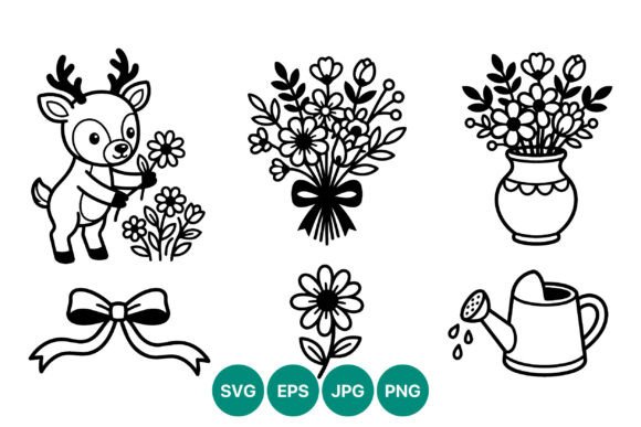 Cute Deer Holding Flower Black and White: Strategic Visual Assets for Brand Clarity