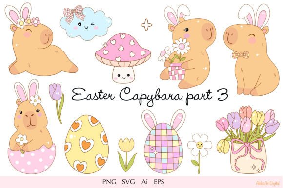 Easter Capybara Clipart Part 3: A Practical Guide to Using Kawaii Spring Animal SVGs
