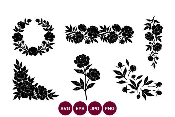 Elevating Design Projects with High-Contrast Floral Vector Wreaths and Bouquets