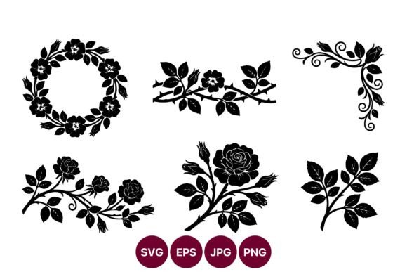 Elevating Digital Design with High-Contrast Floral Vector Silhouettes and Versatile Black Rose Assets