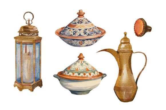 Evaluating the Watercolor Arabic Decor Clipart Set for Cultural Design Projects