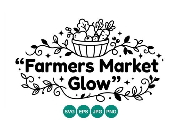 Farmers Market Glow Vector Art: Elevating Brand Identity with High-Contrast Design