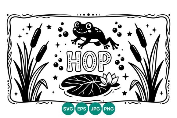 Hop Frog Black and White Vector Art Guide