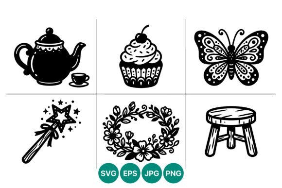 Integrating Black and White Teapot Cup Cupcake Vector Art into Professional Design Workflows
