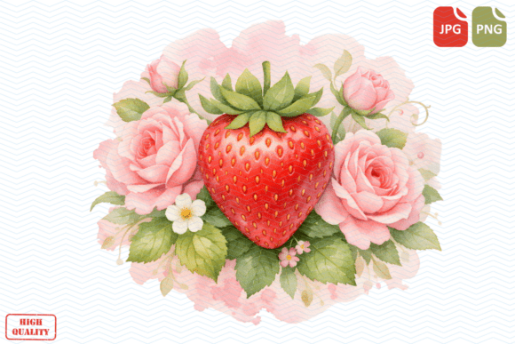 Integrating Strawberry Rose Watercolor PNG Clipart 1 into Your Creative Workflow