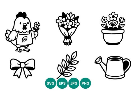 Mastering Whimsical Design with the Garden Chicken Flower Bow Vector Line