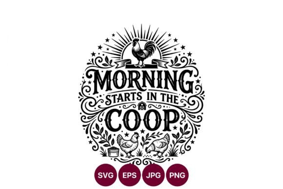 Morning Starts in the Coop Chicken: Elevating Your DIY Projects with Premium Vector Art