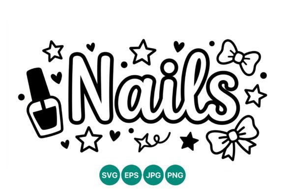 Nails Text Nail Polish Stars Bows: A Versatile Vector Asset for Modern Design