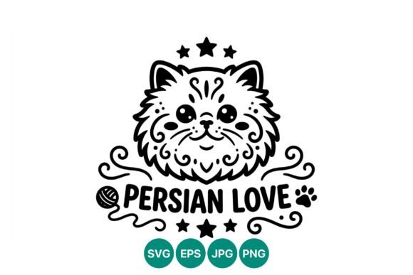 Persian Love Cat Face Vector Art: A Versatile Design Asset for Creators