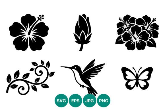 Refining Visual Identity with the Black and White Hibiscus Flower Set for Modern Design Workflows