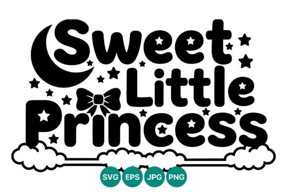 Sweet Little Princess Moon Bow Stars Design