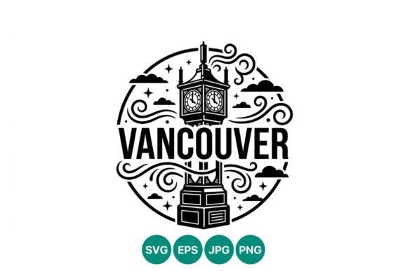 Vancouver Steam Clock Vector Art