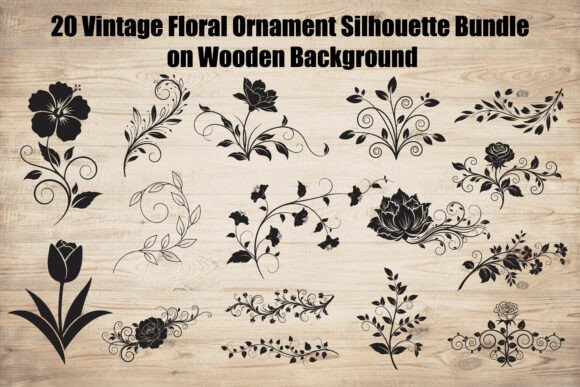 Vintage Floral Ornament Silhouettes