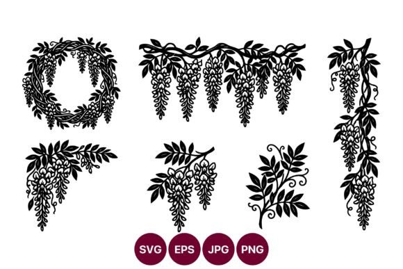 Wisteria Garlands Vector Set