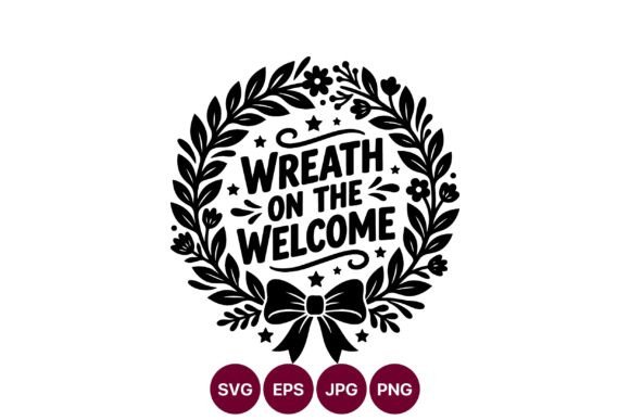 Wreath on the Welcome Floral Bow Vector